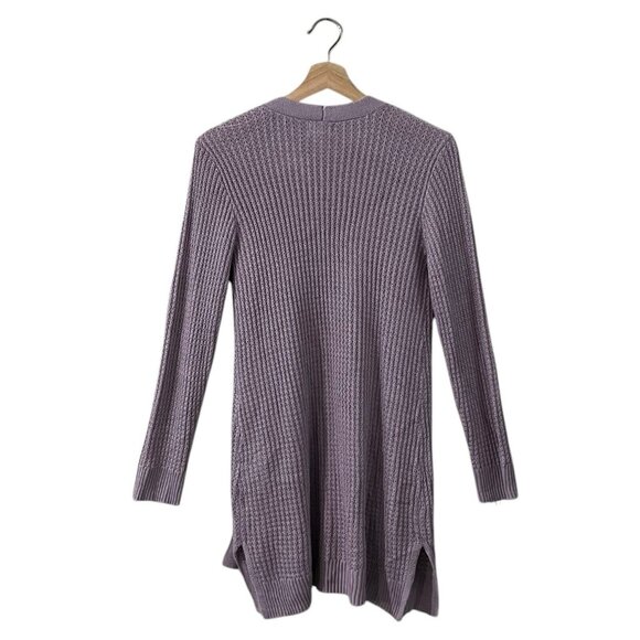 Market & Spruce Bridie Cardigan Size Small Purple Cable Knit Texture Two Pockets - Picture 4 of 9